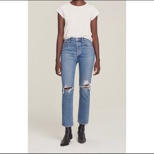Agolde Riley High Rise Distressed Straight Jean 31